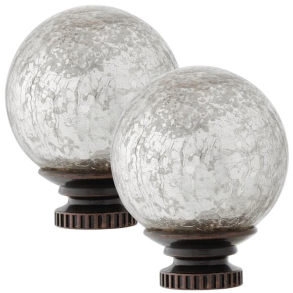 Mercury Glass Sphere Curtain Rod Finials – Oil-Rubbed Bronze (Set of 2) - Picture 1 of 8